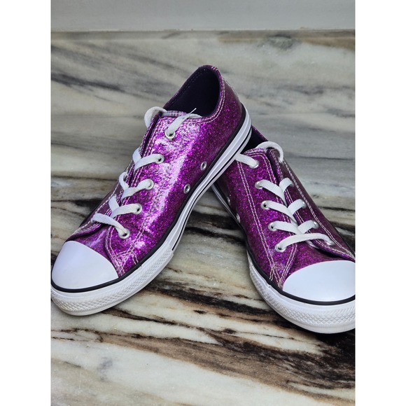 Converse Shoes - Converse Chuck Taylor All Star Purple Glitter Low  Sneakers Junior Sparkly Eu 36